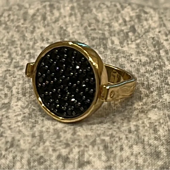 Bellezza 50 Lira Micro Coin and Black Spinel Flip Ring - Picture 2 of 2